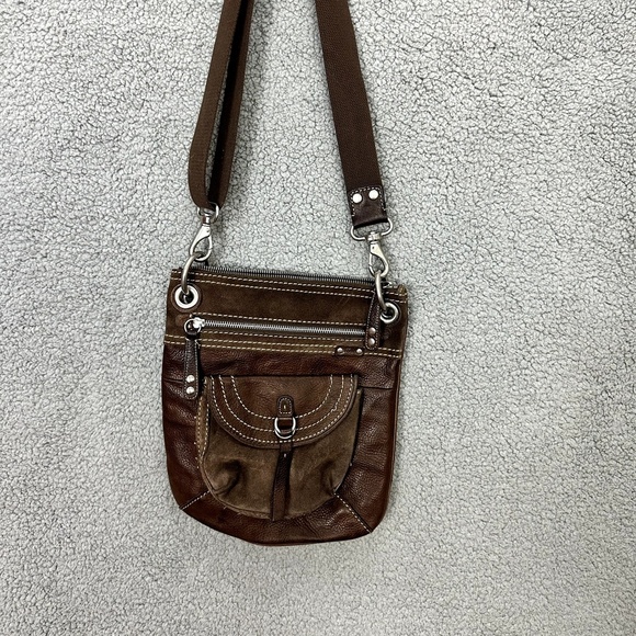 Fossil Crossbody Bag Women Brown Leather Suede Boho Utility Y2K Indie Hippie - Picture 3 of 14